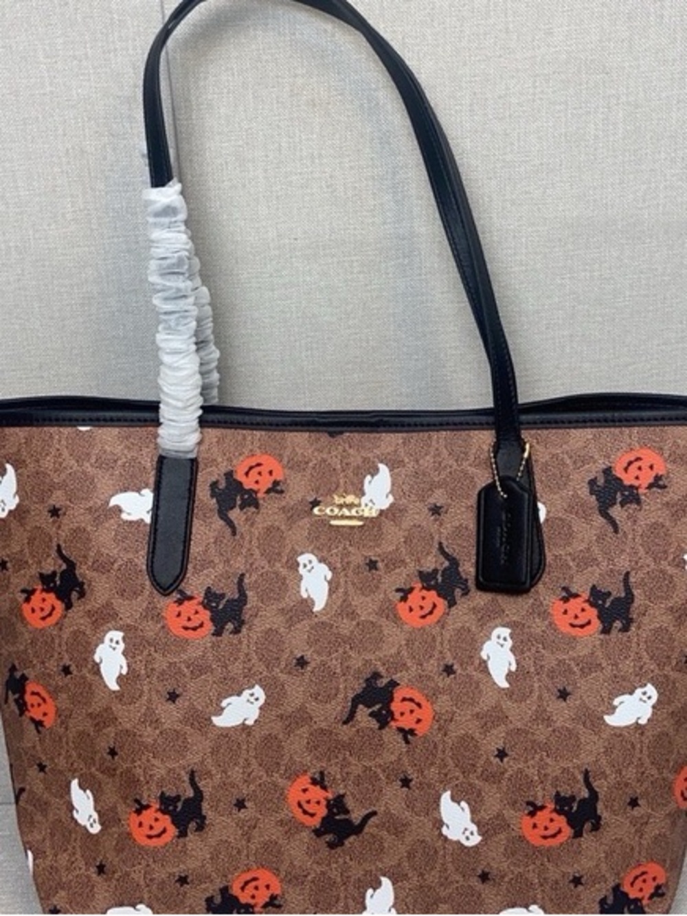 Women Halloween Theme Tote Bag, Signature Canvas Large Shoulder Handbag with Gho